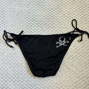 Vintage Victoria's Secret Black Bikini Bottom with Skull Design